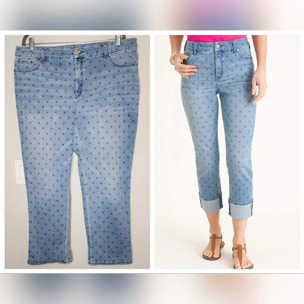 Chico's Blue Polka Dot Ankle Jeans